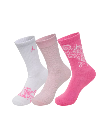 Jordan Girls Floral Crew Socks (3-Pack) "Gym Pink"