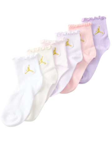 Jordan Girls JHG Lettuce Edge Ankle 6 PPack Socks Lightweight "Pearl Pink"