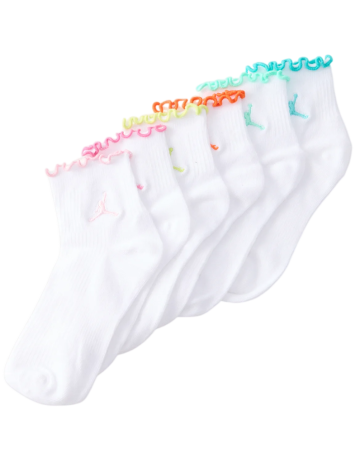 Jordan Girls JHG Lettuce Edge Ankle 6 PPack Socks Lightweight "White"