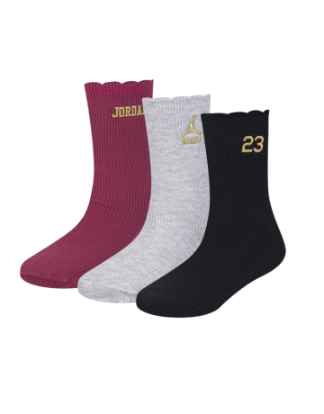 Jordan GIRLS SCALLOPED 3 pack Socks Lightweight "Sweet Beet"