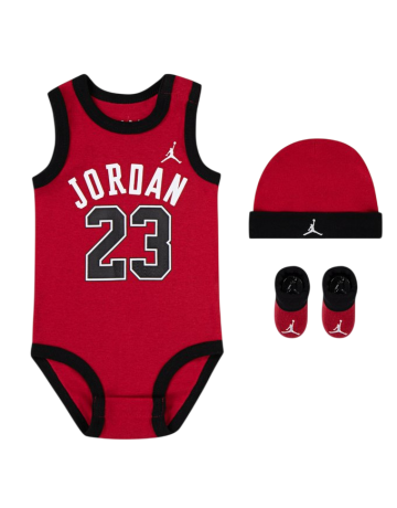 Jordan Infants J23 Jersey/hat/bodysuit/bootie 3 Stück Set (0-6M) "Gym Red"