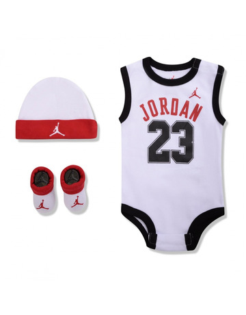 Jordan Infants J23 Jersey/hat/bodysuit/bootie 3 Stück Set (0-6M) "White"