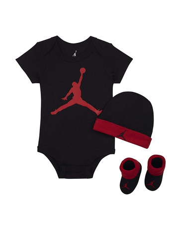 JHN Jumpman Infants Mütze/ Bodysuit /Bootie Set 3pc (0-6M) "Black"