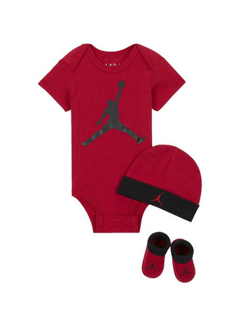JHN Jumpman Infants Mütze/ Bodysuit /Bootie Set 3pc (0-6M) "Gym Red"