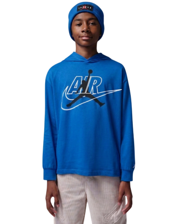 Jordan Kids Air Swoosh Jumpman Long-Sleeved Hooded T-shirt "True Blue"