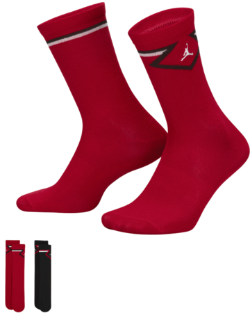 Jordan Kids Diamond High Crew Socks (2 Pairs) "Gym Red-Black"