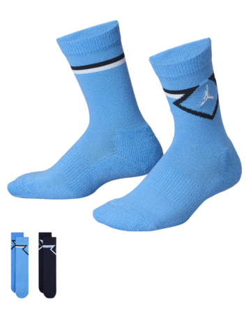 Jordan Kids Diamond High Crew Socks (2 Pairs) "University Blue-Navy"