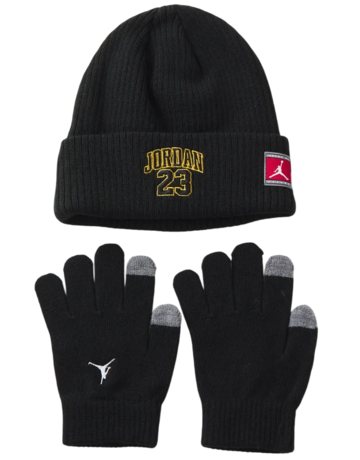 Jordan Kids JDB 23 Jersey Beanie and Gloves 2Piece Set "Black-Gold"
