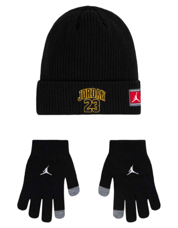 Jordan Kids JDB 23 Jersey Beanie and Gloves 2Piece Set "Black-Gold"