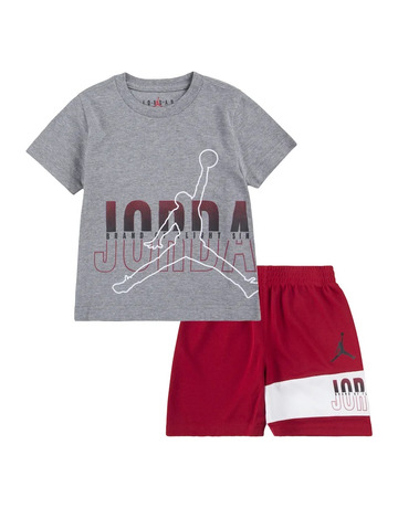 Konjunktiv Jordanien Kinder JDB Jumpman Wrap Logo Tee und Short Set "Gym rot-Carbono"