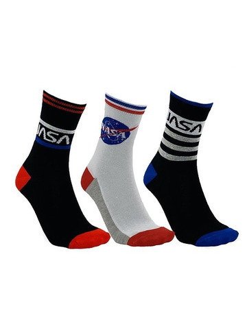 Nasa 3 Pair Pack Crew Socken "N24-Black-White"
