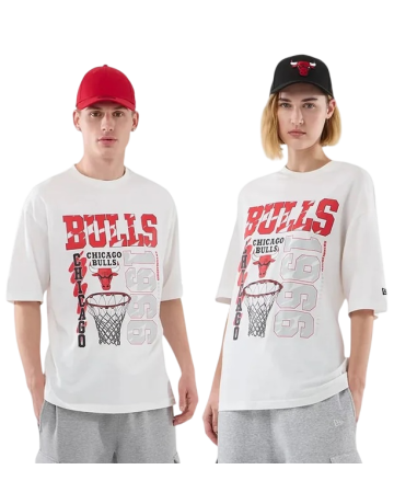 New Era NBA BB Chicago Bulls Script Graphic Oversized T-Shirt "White "
