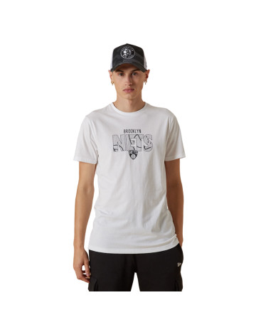 New Era NBA Brooklyn Nets Wordmark Court Infill T-Shirt "White"