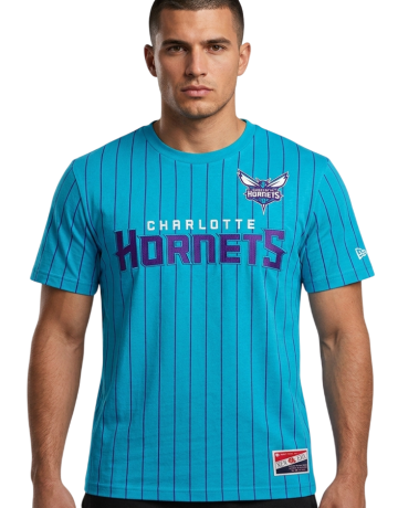 New Era NBA Charlotte Hornets H1 Pinstriped SS Tee