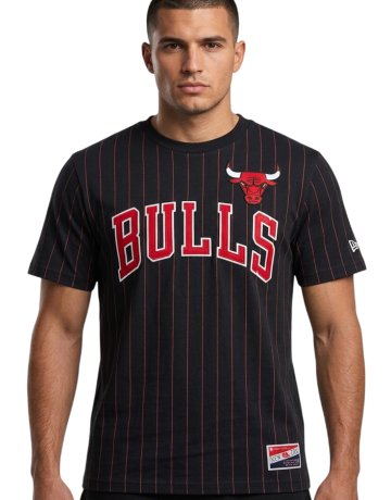 New Era NBA Chicago Bulls Throwback H1 Pinstriped SS Tee