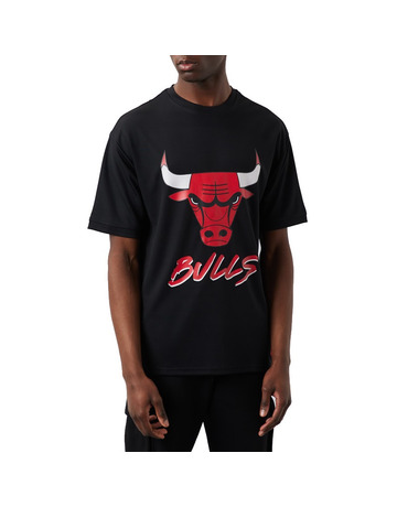 Neue Era NBA Chicago Bulls Logo Script Mesh Oversize Tee "Schwarz"