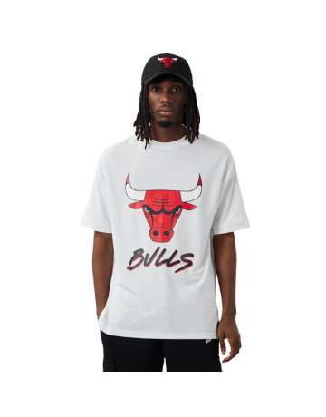 Neue Era NBA Chicago Bulls Logo Script Mesh Oversize Tee "Weiß"