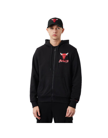 Neu Era NBA Chicago Bulls Script Logo FZ Hoodie "Schwarz"