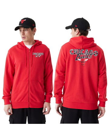 New Era NBA Chicago Bulls Team Script Full-Zip Hoodie "Red"