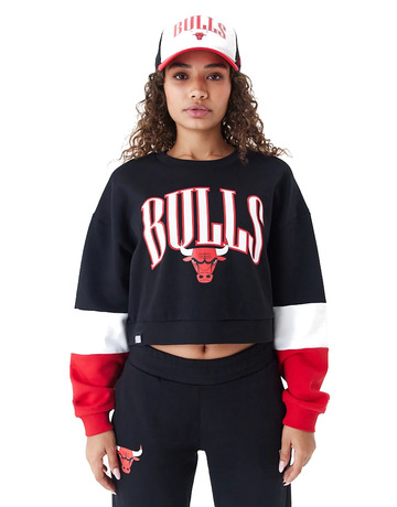Neu Era NBA Chicago Bulls Frauen Farbe Block Crop Crew Neck Sweatshirt