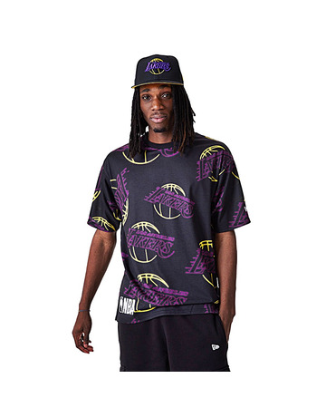 Neu Era NBA L.A. Lakers AOP Logo Neon Tee