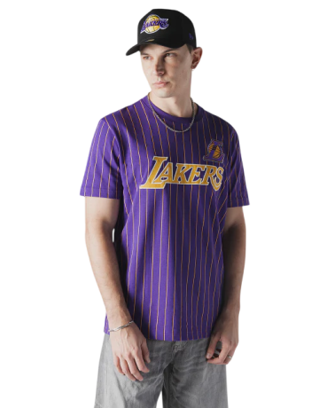 New Era NBA L.A Lakers Throwback H1 Pinstriped SS Tee