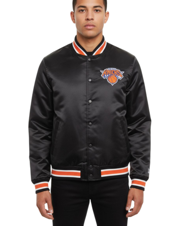 New Era NBA New York Knicks Embroidered Logo Bomber Jacket "Black"