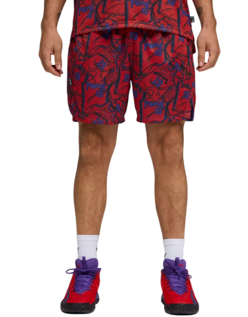Puma Basketball Flagrant Foul AOP 6" Shorts "Candy Apple-AOP"