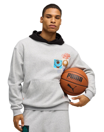 Puma Basketball Hooptopia Graphic Hoodie "Light Gray"