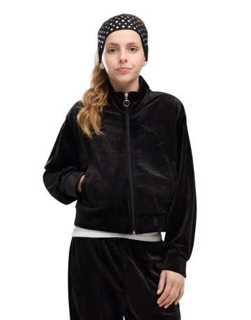 Puma Girls ESS ELEVATED Velour Short Length Trackjacket "Black"