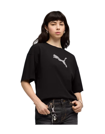 Puma ESS GRAPHICS LEO LUXE Bedazzled Oversized Tee "Black"