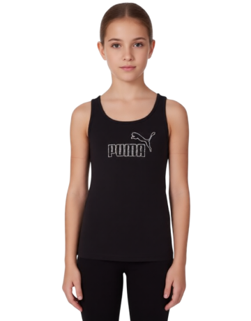 Puma Girl ESS Logo Tank Rhinestone G "Black"