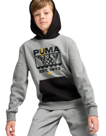 Puma Junior Basketball gewinnen Schuh Hoodie Fleece "Medium Gray"