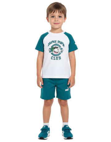Puma SUPER PUMA Tee Short Set "White-Green"