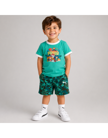 PUMA X PAW PATROL MINICATS Tee and Shorts "Vibrant Green"