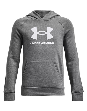 UA Boys\' Rival Fleece Big Logo Hoodie "Castlerock Light Heather"