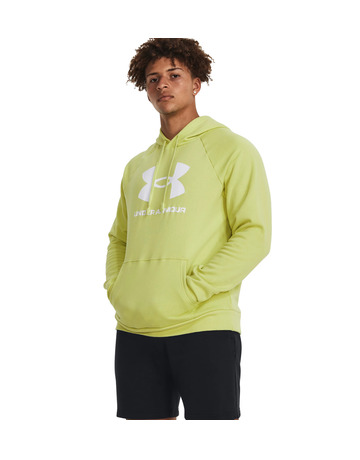 UA Herren Rival Fleece Logo Hoodie "Lime Yellow"