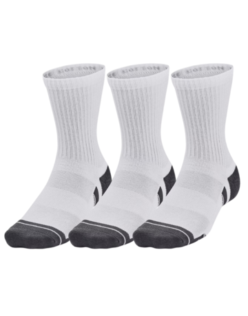 UA Unisex Performance Cotton 3-Pack Mid-Crew Socks "White-Pitch Gray"