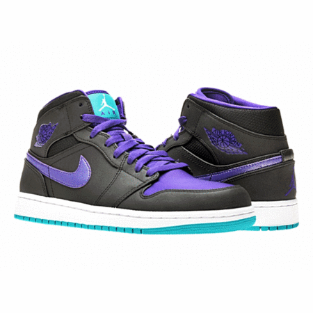 Air Jordan 1 Mid "Hornets" (015/negro/purple/turquoise)