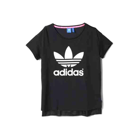 Adidas Original T-Shirt Long Logo Trefoil (schwarz/weiß)