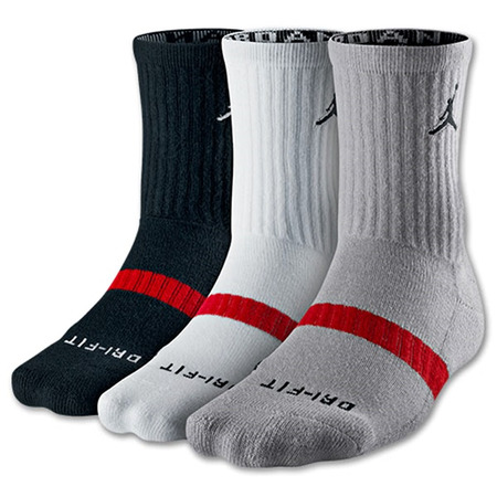 Jordan Calcetines Dri Fit Crew 3 Pares (901/negro/gris/blanco/rojo)