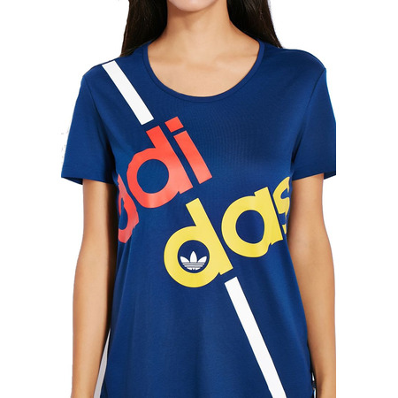 Original Damen Adidas Superstar Linear T-Shirt (marine)