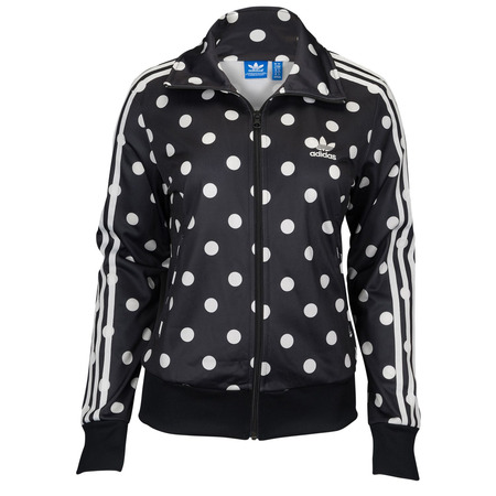 Original Damen Adidas Firebird TT AOP Dots Jacke (schwarz/weiß)