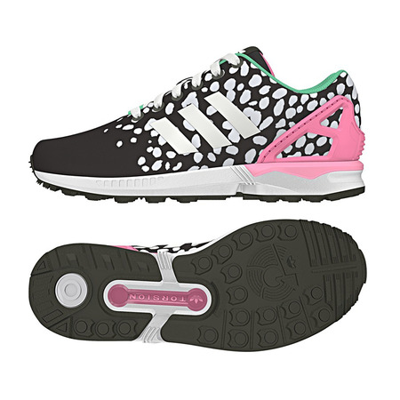 Original Adidas ZX FLUX W "Fleck White" (schwarz/rosa/grün)