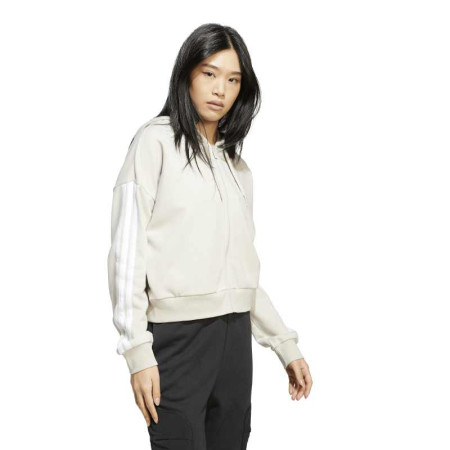 Adidas Essentials 3-Stripes French Terry Full-Zip Hoodie "Beige"