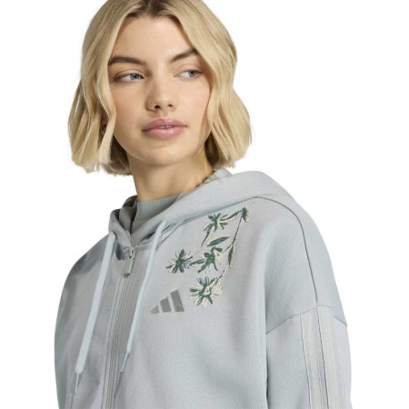 Adidas ESSENTIALS 3-STRIPES FRENCH TERRY FULL ZIP HOODIE  "Green"