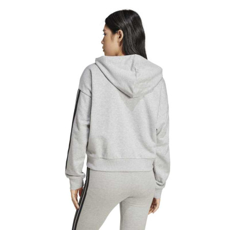 Adidas Essentials 3-Stripes French Terry Full-Zip Hoodie "Grey"