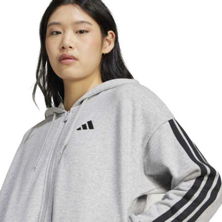 Adidas Essentials 3-Stripes French Terry Full-Zip Hoodie "Grey"