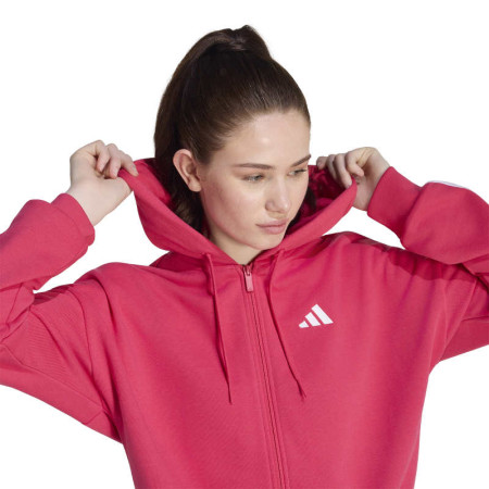 Adidas Essentials 3-Stripes French Terry Full-Zip Hoodie "Pink"