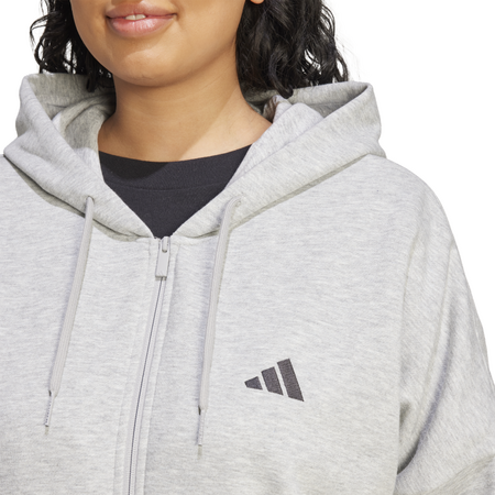 Adidas Essentials 3-Stripes Full-Zip Fleece Hoodie (Plus Size) "Grey"
